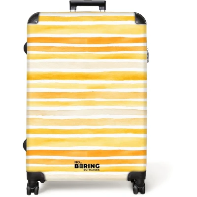 Afbeelding van NoBoringSuitcases.com® Koffer groot Reiskoffer lichtgewicht Strepen patroon geel Rolkoffer met 4 wielen Grote trolley XL 98 liter bagage
