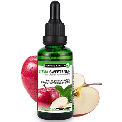 Afbeelding van ALPHAPOWER FOOD® Stevia Flavour Drops, flüssig liquid 1x50ml Aroma Apfelsaft Schorle, Lebensmittel flavor Konzentrat &amp; Geschmackstropfen Flave Tropfen ohne Zucker, Flavdrops zum Essen Backen