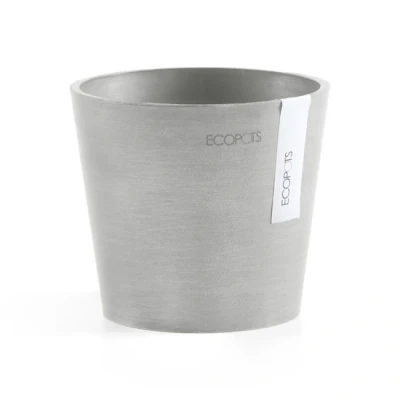 Afbeelding van Ecopots Amsterdam mini rond 13 cm wit grijs planten/bloembak pot