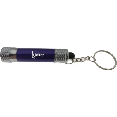 Afbeelding van Zaklamp Sleutelhanger Met Naam Paars Lyam