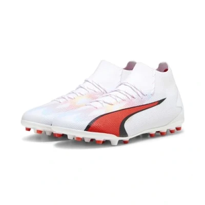 Afbeelding van Puma Ultra PRO MG Voetbalschoenen met kunststof noppen, Heren, Maat: 44, White/black/fire orchid Kunststof/ textiel