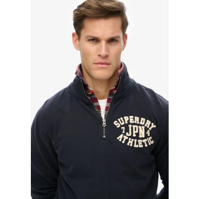 Afbeelding van Vintage Athletic Sweatshirt met Halve Ritssluiting Blauw Grootte: XL