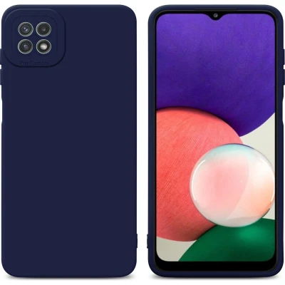 Afbeelding van Cadorabo Hoesje geschikt voor Samsung Galaxy A22 5G in FLUID DONKER BLAUW Beschermhoes TPU silicone Cover Case