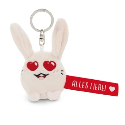 Afbeelding van NICI Sleutelhanger haas Alles Liebe 5 cm wit religieuze metgezel voor rugzak of tas, sleutelhouder klein en groot 62051