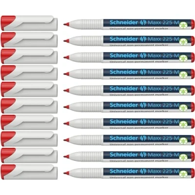 Afbeelding van universele marker Schneider Maxx 225 M non permanent rood doos met 10 stuks