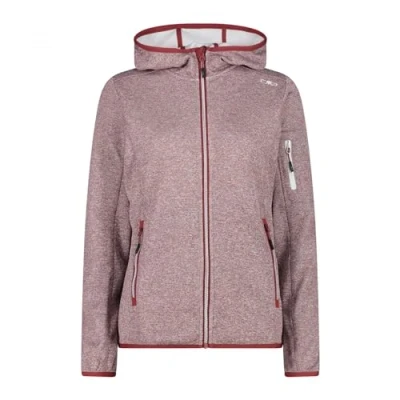 Afbeelding van CMP Knit Tech damesjas met vaste capuchon, granata gebroken wit, 42