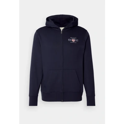 Afbeelding van Gant heren Sweatvest met logo in de kleur Donkerblauw, maat: M