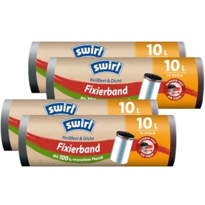 Afbeelding van 4 x Swirl Fixierband Mülltas 10 l (15 stk./rol)