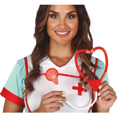 Afbeelding van Fiestas Guirca Carnaval verkleed stethoscoop dokter/zuster rood thema feest accessoires