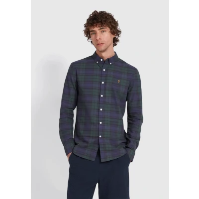 Afbeelding van Farah Brewer Check Overhemd, Heren, Maat: Small, Woodland pine