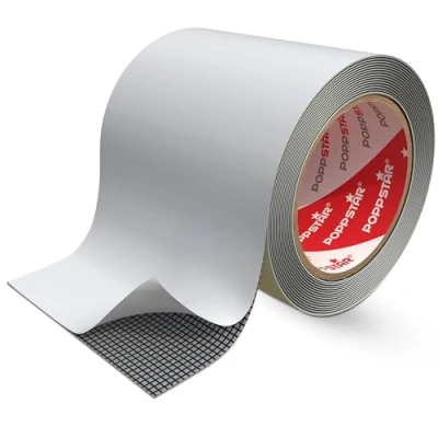 Afbeelding van Poppstar Tape voor Vliegenraam (2m x 5cm, grijs) Reparatietape Vliegengaas op Deur en Raam, tegen Insecten