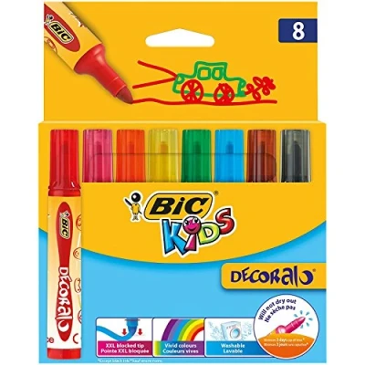 Afbeelding van BIC Kids Decoralo Dikke Viltstift XL met extra brede punt (6 mm) Diverse kleuren 8 stuks