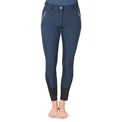 Afbeelding van Pfiff 102675 Rijbroek Indira, imitatieleer volledige bekleding damesrijbroek, dames donkerblauw 44