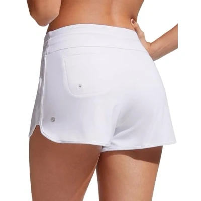 Afbeelding van CRZ YOGA Zwembroek voor Vrouwen 3&#039;&#039; Quick Dry Trekkoord Sport Board Shorts met Zijsplit wit 44