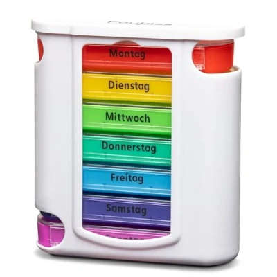 Afbeelding van Foubiss Tablettenbox, BPA vrij, medicijnbox met 7 dagen, 4 vakken, pillendoos, perfect voor onderweg, seniorenvriendelijke tablettendoos &#039;s morgens, middags of avonds