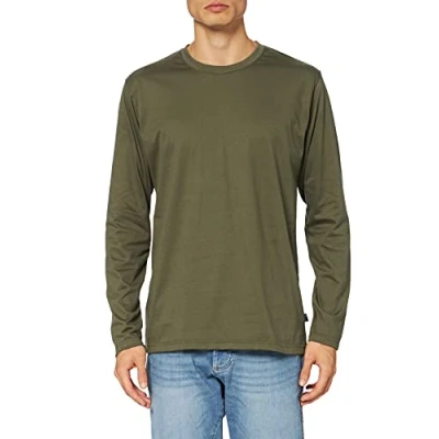 Afbeelding van Trigema Heren Longsleeve T shirt, Groen (Khaki 155), L