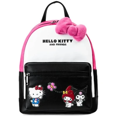 Afbeelding van Hello Kitty Rugzak voor dames en meisjes, mini rugzak, modieus, dubbele schouders, Roze/Zwart, Eén maat