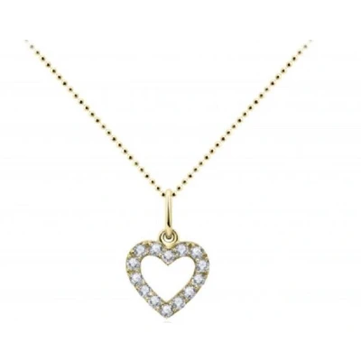 Afbeelding van Schitterende 14 Karaat Gouden Halsketting met Hanger Hart Zirkonia 8 mm. x 9