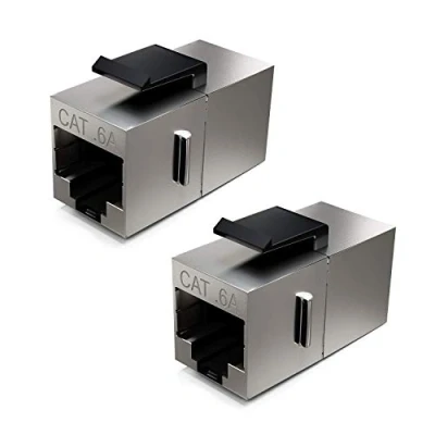 Afbeelding van deleyCON 2x CAT6a Keystone Module Patchkabel Koppeling Verbinder Afgeschermd RJ45 Bus Netwerk Patchpanel Keystonemount Uitbreiding