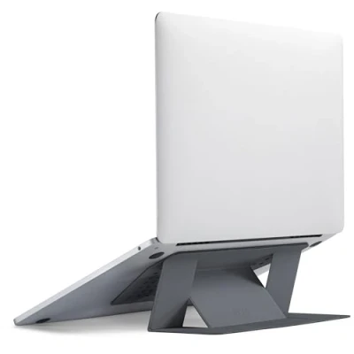 Afbeelding van MOFT laptopstandaard voor bureau, zelfklevende met 2 verstelbare kijkhoeken, opvouwbare en draagbare computerstandaard compatibel MacBook Air, Pro 11&quot; 16&quot;, grijs