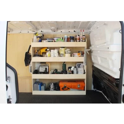 Afbeelding van VANIFY Gemaakt voor de OPEL VIVARO L2 (LWB) 2001 14 bedrijfswageninrichting bestelbus stellingkast, bestuurderszijde bestelwagenrekken (voor)