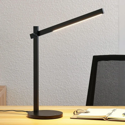 Afbeelding van Lindby LED bureaulamp &#039;Loretta&#039; (modern) in Zwart uit kunststof o.a. voor werkkamer/kantoor, inclusief lichtbron bureaulamp, tafellamp, kantoorverlichting