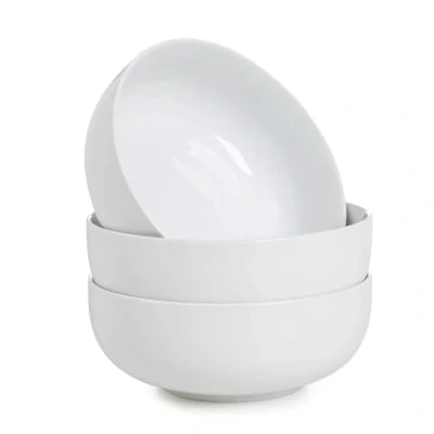 Afbeelding van WishDeco Saladekom, 3 delige set, grote serveerschaal, 1100 ml, pastakommen, porselein, wit, kommenset, keramiek voor ramen, fruit, dessert, soep, muesli