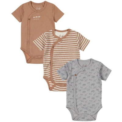 Afbeelding van Dirkje romper set van 3 bruin/grijs/wit