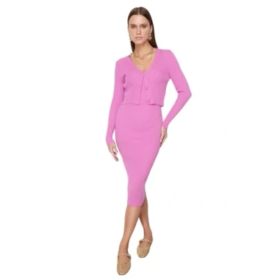 Afbeelding van Trendyol Blauw Aansluitend Midi Gebreid Vest Rokkostuum Twoss21El0208