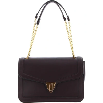 Afbeelding van COCCINELLE Leren Schoudertas Avondtas Marvin Twist Handbag Darkbrown Donkerbruin