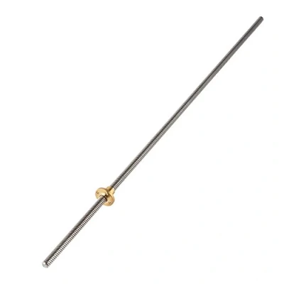 Afbeelding van 3D printeronderdelen T8 trapeziumvormige spindel + moer, spoed 2 mm schroefdraad 8 mm, roestvrij staal, voor printer stappenmotor (500 mm)