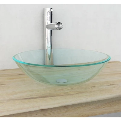Afbeelding van Wasbak gehard glas 42 cm transparant