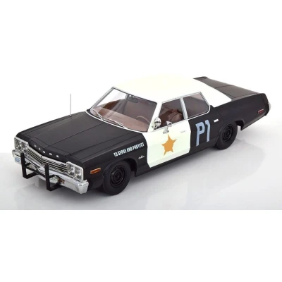 Afbeelding van De 1:18 Diecast Modelauto van Dodge Monaco Bluesmobile uit 1974. fabrikant het schaalmodel is KK Models. Dit model alleen online verkrijgbaar.