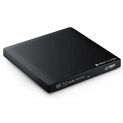 Afbeelding van techPulse120 Externe UHD 4k 3D M Disc BDXL USB 3.0 Drive Blu ray brander Burner Superdrive Slim BD DVD CD Ultra voor Computer Notebook Ultrabook Windows Mac OS Apple iMac Aluminium Zwart