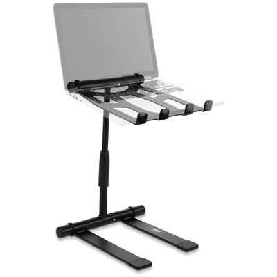 Afbeelding van Pyle PLPTS55 Draagbare, inklapbare laptopstandaard, statafel met verstelbare hoek, opvouwbare hoogte en 4 tanden plank voor iPad, tablet, DJ mixer, werkstation, gaming thuis