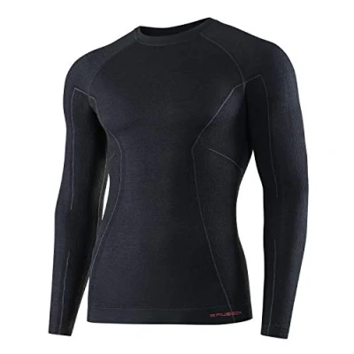 Afbeelding van BRUBECK Functioneel herenshirt met lange mouwen ademend thermo sport fitness onderhemd ondergoed 41% merinowol LS12820, zwart, L