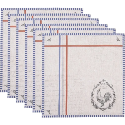 Afbeelding van Clayre &amp; Eef Servetten Katoen Set van 6 40x40 cm Beige Vierkant Haan Servet Stof