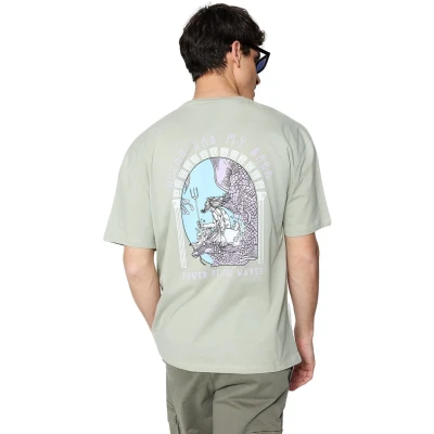 Afbeelding van Trendyol Marineblauw Oversized/Wijd Gesneden Korte Mouw Kunstprint T Shirt Van 100% Katoen Tmnss21Ts3559