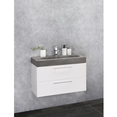 Afbeelding van Differnz Somero badmeubelset 60cm hoogglans wit beton