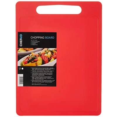 Afbeelding van Chef Aid Grote Rode Snijplank, Veelzijdig Antislip Oppervlak, Makkelijk Schoon te Maken, Vaatwasserbestendig met Handvat, 40 x 30 cm Andere Kleuren Beschikbaar