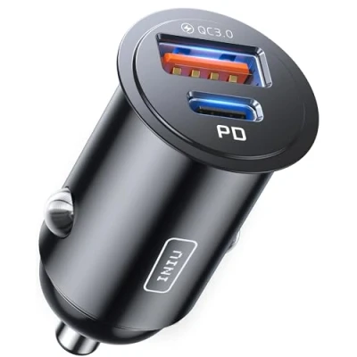 Afbeelding van INIU Autolader [USB C 30W+USB A 30W] PD3.0 5A Adapter Dual Port Snelle Oplading, Alle Metalen Sigarettenaansteker Usb Charger voor iPhone 14 13 12 11 Pro Max Samsung Huawei Xiaomi AirPods