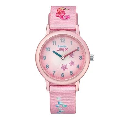 Afbeelding van Prinzessin Lillifee polshorloge meisjes kinder quartzhorloge analoog, met textielband, 3 bar waterbestendig, wordt geleverd in horlogegeschenkdoos