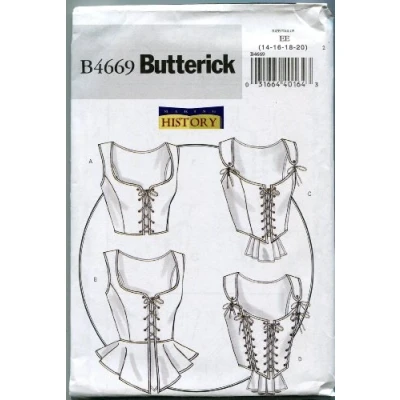 Afbeelding van Butterick Patterns B4669 Size EE 14 16 18 20 Misses Corset, Pack van 1, Wit
