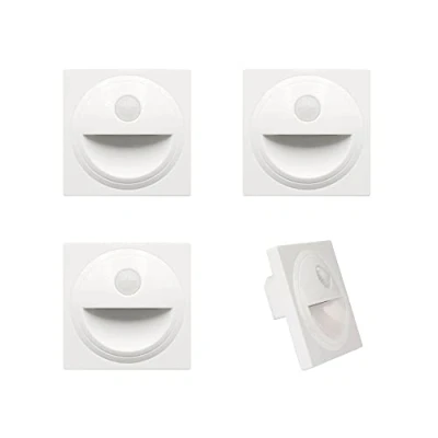 Afbeelding van Arotelicht LED traplamp,met bewegingsmelder wandinbouwlamp,wandverlichting inbouwspot,Ttraplicht verlichting lamp,230V,voor 60 mm schakeldoos (4 delige set warmwit met sensor, Witte kunststof koffer)