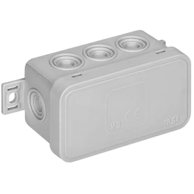 Afbeelding van Miratic Opbouw Kabel Aftakdoos IP54 Electronics Box 8 Doorvoeren Junction CLICK aansluitdoos Cable (Grijs)