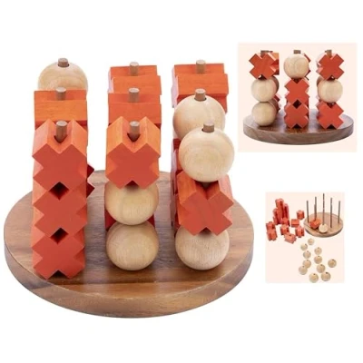 Afbeelding van Engelhart 350420 Tic Tac Toe 3D Groot houten boter kaas en eieren spel Denkspel Ecologisch Maat L 2 spelers