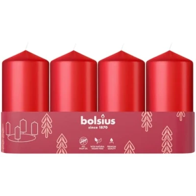 Afbeelding van Bolsius Stompkaars 100/48 4 stuks per verpakking Delicate Red