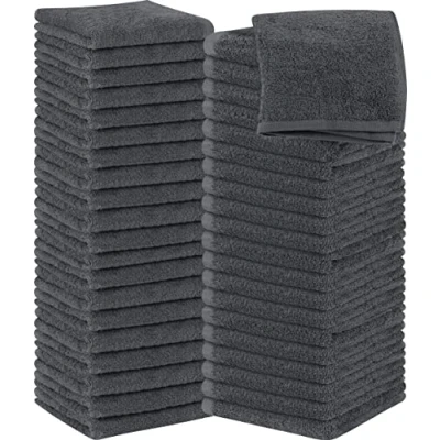 Afbeelding van Utopia Handdoeken Katoenen Washandjes Set 30 x cm, Wit 100% Ring Spun Katoen, Premium Kwaliteit Flanellen, Zeer Absorberend en Zacht Aanvoelende Vingertop (60 Pack,Grijs)