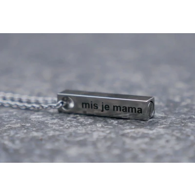 Afbeelding van Ashanger met ketting Asketting Urn Zilver Staaf ik mis je mama Collier