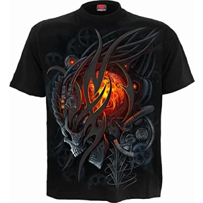Afbeelding van Spiral Steampunk Skull T shirt zwart 4XL